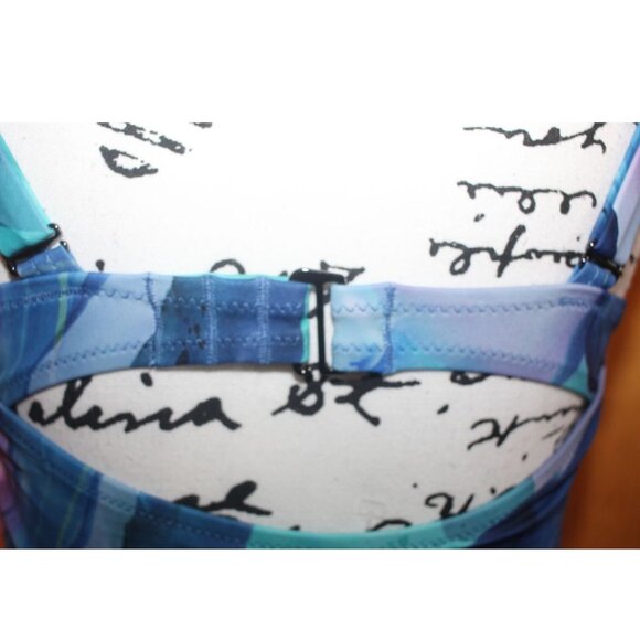 Athleta Square Neck Bra Cup Underwire Malibu Palm Print Tankini TOP 32D/… - Picture 8 of 14